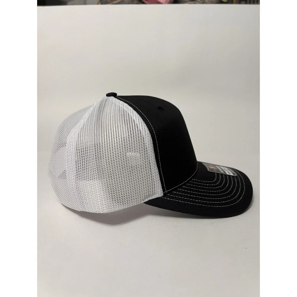 Snap-On Richardson 112 Mesh Back Trucker Hat Brown Leather Patch Black/White NWT